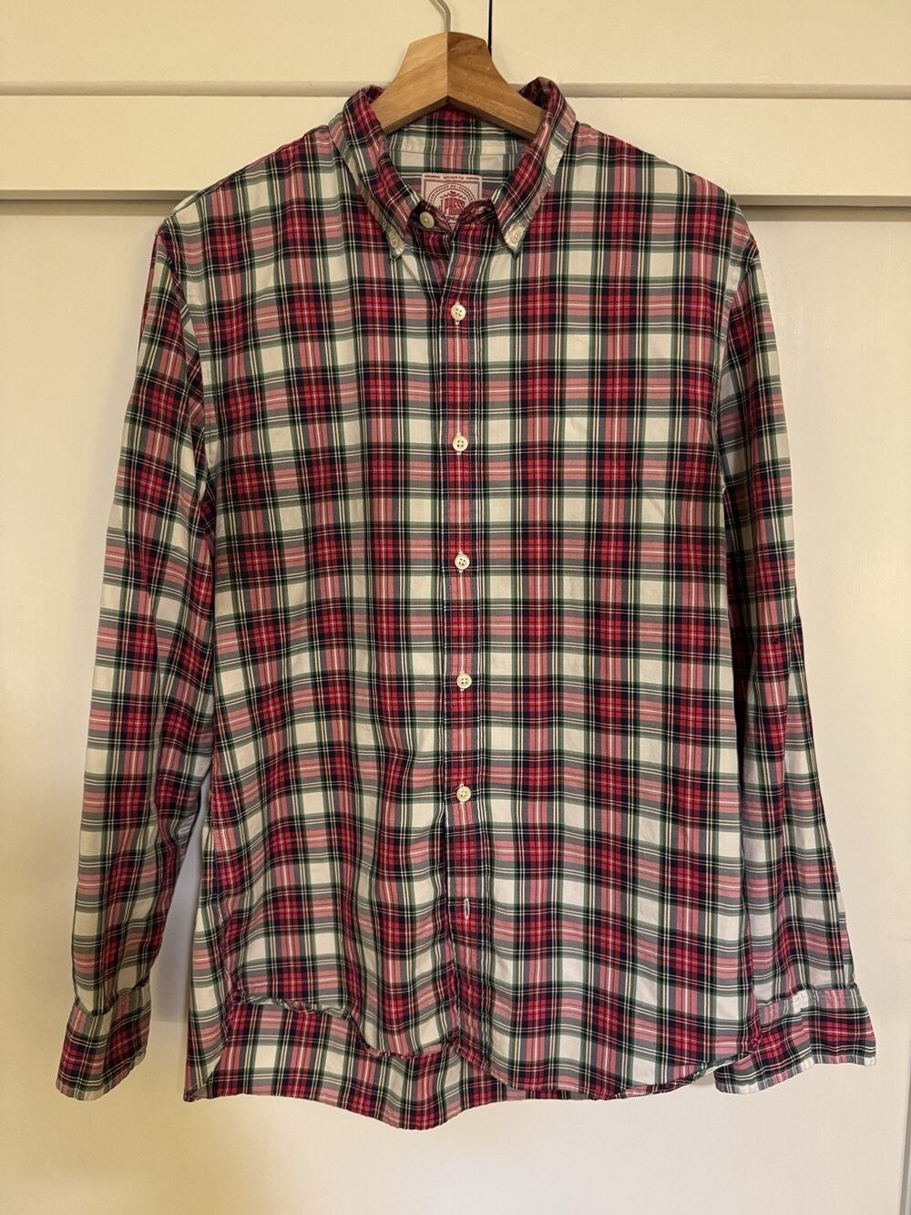 J. Press x Trunk Club Tartan Plaid Button Down Shirt Red Green Cotton Sz L / M